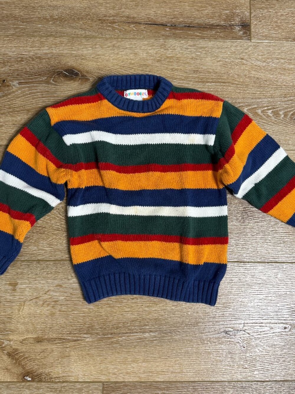 GYMBOREE Vintage Rainbow Tag Colorful Striped Sweater 100% Cotton 90s Large 4/5
